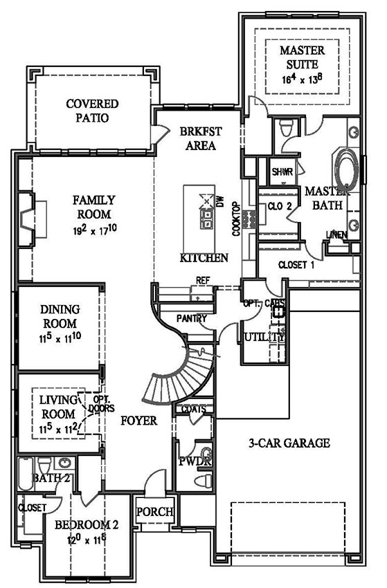 Westin Homes at Sweetwater Austin, TX - Asher Floor Plan First Floor